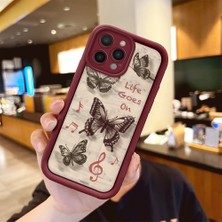 HONTINGA iPhone 12 Pro Max ile Uyumlu Kılıfı Düşüme Önleyici Basitlik Anti Düşme Kamera Korumali Kelebek Bordo Desen Yumuşak Silikon Telefon Kılıfı Kadın ve Erkek Için Uygundur K2-7226