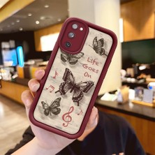 HONTINGA Samsung Galaxy S20 Fe ile Uyumlu Kılıfı Düşüme Önleyici Basitlik Anti Düşme Kamera Korumali Kelebek Bordo Desen Yumuşak Silikon Telefon Kılıfı Kadın ve Erkek Için Uygundur K2-7226