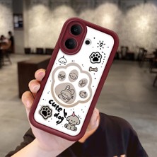 HONTINGA Vıvo V60 Lite  ile Uyumlu Kılıfı Düşüme Önleyici Basitlik Anti Düşme Kamera Korumali Kedi Bordo Desen Yumuşak Silikon Telefon Kılıfı Kadın ve Erkek Için Uygundur K2-7230