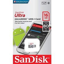Ultra 16 GB Microsdhc Hafıza Kartı, 80MB/SN Uhs-I 10 - SDSQUNS-016G-GN3MN