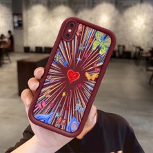 HONTINGA iPhone x ile Uyumlu Kılıfı Düşüme Önleyici Basitlik Anti Düşme Kamera Korumali Kalp Bordo Desen Yumuşak Silikon Telefon Kılıfı Kadın ve Erkek Için Uygundur K2-7233