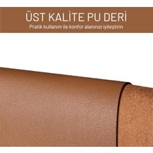 Teknocan Marketing Deer Pu Deri Mouse Pad Dikişli Kenar Dayanıklı Büyük Boy Çift Yönlü Kullanım Ofis Masa Matı Sümen (Kahverengi, 70X30 L)