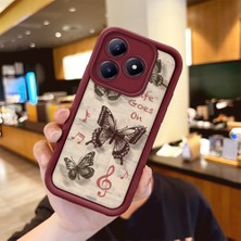 HONTINGA Realme C63 ile Uyumlu Kılıfı Düşüme Önleyici Basitlik Anti Düşme Kamera Korumali Kelebek Bordo Desen Yumuşak Silikon Telefon Kılıfı Kadın ve Erkek Için Uygundur K2-7226