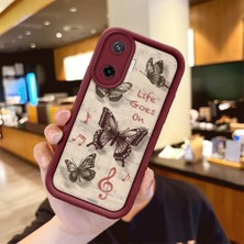 HONTINGA Poco F7 5g ile Uyumlu Kılıfı Düşüme Önleyici Basitlik Anti Düşme Kamera Korumali Kelebek Bordo Desen Yumuşak Silikon Telefon Kılıfı Kadın ve Erkek Için Uygundur K2-7226