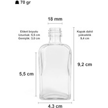 Teknocan Marketing 40 ml Kolonya Tıpalı ve Metal Kapaklı Hediyelik Yassı Kolonya Şişesi 40 cc Nişan, Düğün Cam Şişe 20 Adet (40 ml Yassı, Siyah Kapak )