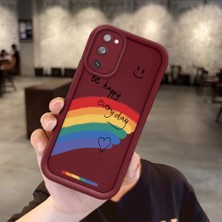 HONTINGA Samsung Galaxy S20 Fe ile Uyumlu Kılıfı Düşüme Önleyici Basitlik Anti Düşme Kamera Korumali Gülümser Bordo Desen Yumuşak Silikon Telefon Kılıfı Kadın ve Erkek Için Uygundur K2-7060