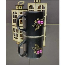 KirLinova Yaprak Incili Kupa Bardak - Siyah