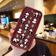 HONTINGA iPhone 7 Plus ile Uyumlu Kılıfı Düşüme Önleyici Basitlik Anti Düşme Kamera Korumali Panda Bordo Desen Yumuşak Silikon Telefon Kılıfı Kadın ve Erkek Için Uygundur K2-7041