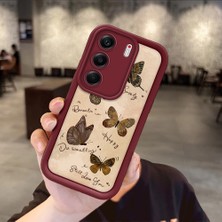 HONTINGA Tecno Camon 40 ile Uyumlu Kılıfı Düşüme Önleyici Basitlik Anti Düşme Kamera Korumali Kelebek Bordo Desen Yumuşak Silikon Telefon Kılıfı Kadın ve Erkek Için Uygundur K2-7226