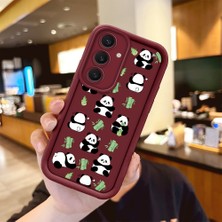 HONTINGA Samsung Galaxy S25 Plus ile Uyumlu Kılıfı Düşüme Önleyici Basitlik Anti Düşme Kamera Korumali Panda Bordo Desen Yumuşak Silikon Telefon Kılıfı Kadın ve Erkek Için Uygundur K2-7041