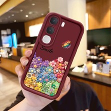 HONTINGA Vıvo Y31 5g  ile Uyumlu Kılıfı Düşüme Önleyici Basitlik Anti Düşme Kamera Korumali Gülümser Bordo Desen Yumuşak Silikon Telefon Kılıfı Kadın ve Erkek Için Uygundur K2-7060