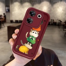 HONTINGA Tecno Camon 20 Pro 5g ile Uyumlu Kılıfı Düşüme Önleyici Basitlik Anti Düşme Kamera Korumali Kedi Bordo Desen Yumuşak Silikon Telefon Kılıfı Kadın ve Erkek Için Uygundur K2-7154