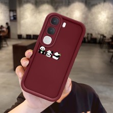 HONTINGA Vıvo Y21D  ile Uyumlu Kılıfı Düşüme Önleyici Basitlik Anti Düşme Kamera Korumali Panda Bordo Desen Yumuşak Silikon Telefon Kılıfı Kadın ve Erkek Için Uygundur K2-7041