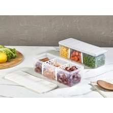 Teknocan Marketing Bölmeli 6'lı Nora Saklama Kabı 2 Lt Ekru