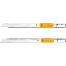 Teknocan Marketing Ince Bıçağı, Otomatik Kilitli, Paslanmaz Çelik Gövde, 9×80 mm Bıçak, ‑off, 132 Mm, Taşıma Askılı, Profesyonel Kesim Aleti (2'li Set)