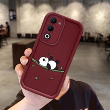 HONTINGA Oppo A5 5g ile Uyumlu Kılıfı Düşüme Önleyici Basitlik Anti Düşme Kamera Korumali Panda Bordo Desen Yumuşak Silikon Telefon Kılıfı Kadın ve Erkek Için Uygundur K2-7223