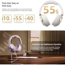 Teknocan Marketing Qcy H3 Pro Hybrid Anc Hi-Res Ldac Bluetooth 5.4 Kafaüstü Kablosuz Kulaklık Çift Cihaz Desteği Siyah