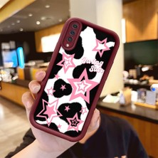 HONTINGA Samsung Galaxy A30S ile Uyumlu Kılıfı Düşüme Önleyici Basitlik Anti Düşme Kamera Korumali Kelebek Bordo Desen Yumuşak Silikon Telefon Kılıfı Kadın ve Erkek Için Uygundur K2-7232