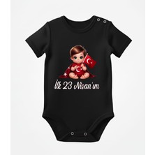 Venüs Dijital 23 Nisan Ilk 23 Nisanım Çocuk Bayramı Türk Bayraklı Bebek Baskılı Bebek Body Zıbın