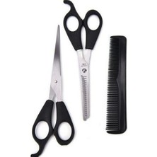 Qniay 3'lü Kuaför Seti Saç Kesme Berber Makası Ara Makas Tarak Seti Paslanmaz Çelik Malzeme