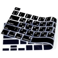 Teknocan Marketing Pro Klavye Koruyucu Rusça Us Enter Uyumlu Ince Silikon Bar 13 M1-M2 ve 16 Inç Modeller Için Toz ve Sıvı Koruma Siyah