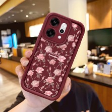HONTINGA Oppo Reno 14 Pro 5g  ile Uyumlu Kılıfı Düşüme Önleyici Basitlik Anti Düşme Kamera Korumali Çiçek Bordo Desen Yumuşak Silikon Telefon Kılıfı Kadın ve Erkek Için Uygundur K2-7044