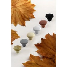 Badem10 Gri Yuvarlak Mantar Düğme Kulpu Sert Plastik 25 mm Çekmece Dolabı İçin Estetik Tasarım