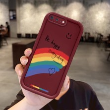 HONTINGA iPhone 7 Plus ile Uyumlu Kılıfı Düşüme Önleyici Basitlik Anti Düşme Kamera Korumali Gülümser Bordo Desen Yumuşak Silikon Telefon Kılıfı Kadın ve Erkek Için Uygundur K2-7060