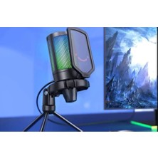 Teknocan Marketing Fifine Ampligame A6V Yayıncı - Oyuncu - Gamer - Podcast - Youtuber Rgb USB Mikrofon (Mavi)