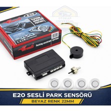 22MM E20 Sesli Park Sensörü 4 Lü Beyaz Geri Vites Park Destek Sistemi Araç Park Sensörü Seti
