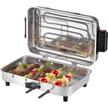 Taner Mega Boy Elektrikli Izgara Mangal Barbekü TNRIZ1702 1000 W Gri Renk 38x24 cm Boyutlarıyla Pratik Kullanım