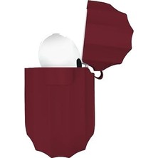 Teknocan Marketing 3 Uyumlu Rubber Silicone Kancalı Yumuşak Silikon Kılıf 3 Uyumlu Kulaklık Kılıfı (Bordo)