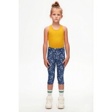 Lovetti Midnight Garden Kız Çocuk Desenli Kapri Tayt Regular Kalıp Nefes Alabilir Pamuklu Kumaş