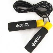 Delta Sünger Tutamaçlı Rulmanlı Atlama İpi Sarı Siyah Ayarlanabilir Fonksiyonel Egzersiz Aleti