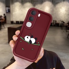 HONTINGA Vıvo Y21D  ile Uyumlu Kılıfı Düşüme Önleyici Basitlik Anti Düşme Kamera Korumali Panda Bordo Desen Yumuşak Silikon Telefon Kılıfı Kadın ve Erkek Için Uygundur K2-7223