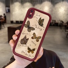 HONTINGA iPhone x ile Uyumlu Kılıfı Düşüme Önleyici Basitlik Anti Düşme Kamera Korumali Kelebek Bordo Desen Yumuşak Silikon Telefon Kılıfı Kadın ve Erkek Için Uygundur K2-7226
