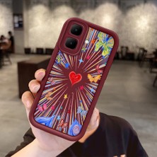 HONTINGA Infinix Smart 10 ile Uyumlu Kılıfı Düşüme Önleyici Basitlik Anti Düşme Kamera Korumali Kalp Bordo Desen Yumuşak Silikon Telefon Kılıfı Kadın ve Erkek Için Uygundur K2-7233