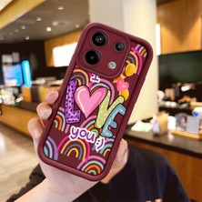 HONTINGA Poco X6 5g ile Uyumlu Kılıfı Düşüme Önleyici Basitlik Anti Düşme Kamera Korumali Kalp Bordo Desen Yumuşak Silikon Telefon Kılıfı Kadın ve Erkek Için Uygundur K2-7233