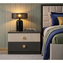 Milas Komodin - Antrasit & Dor - 2 Çekmeceli