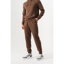 Piero Perla Slim Fit EVA Nakış Detaylı Premium Erkek Taba Eşofman Altı