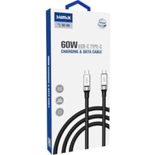 Teknocan Marketing Sc-66 60W Usb-C Type-C Şarj ve Data Kablosu Siyah