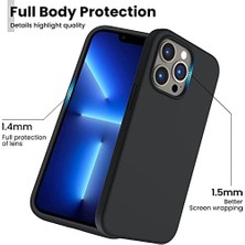 Teknocan Marketing 13 Pro Kılıf 6.1 ile Uyumlu, Ince Sıvı Silikon 3 Katmanlı Tam Kaplamalı Yumuşak Jel Kauçuk Kılıf Kapak, Siyah