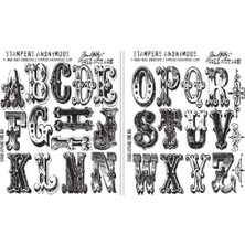 Teknocan Marketing Anonymous Tim Holtz Kauçuk Yapışma Damgası, 17,8 x 21,6 Cm, Motif: Cirque Alfabe