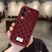 HONTINGA Vivo Y04 ile Uyumlu Kılıfı Düşüme Önleyici Basitlik Anti Düşme Kamera Korumali Fiyonk Bordo Desen Yumuşak Silikon Telefon Kılıfı Kadın ve Erkek Için Uygundur K2-7231