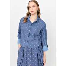 Accort Cep Detaylı Kot Gömlek-Mavi