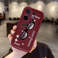 HONTINGA Vivo X200 Fe ile Uyumlu Kılıfı Düşüme Önleyici Basitlik Anti Düşme Kamera Korumali Gözlük Bordo Desen Yumuşak Silikon Telefon Kılıfı Kadın ve Erkek Için Uygundur K2-7068