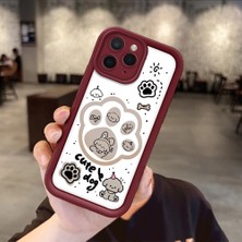 HONTINGA iPhone 11 Pro ile Uyumlu Kılıfı Düşüme Önleyici Basitlik Anti Düşme Kamera Korumali Kedi Bordo Desen Yumuşak Silikon Telefon Kılıfı Kadın ve Erkek Için Uygundur K2-7230