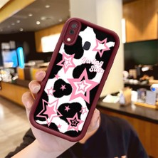 HONTINGA Samsung Galaxy A20 ile Uyumlu Kılıfı Düşüme Önleyici Basitlik Anti Düşme Kamera Korumali Kelebek Bordo Desen Yumuşak Silikon Telefon Kılıfı Kadın ve Erkek Için Uygundur K2-7232