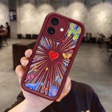 HONTINGA iPhone 17 ile Uyumlu Kılıfı Düşüme Önleyici Basitlik Anti Düşme Kamera Korumali Kalp Bordo Desen Yumuşak Silikon Telefon Kılıfı Kadın ve Erkek Için Uygundur K2-7233