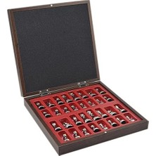 Teknocan Marketing Orta Boy Metal Roma Satranç Takımı Antik ve Ceviz Desenli Sandıklı Mdf Tahtası (36X36X6 Cm.)